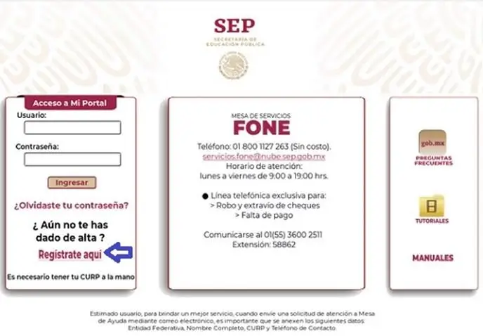 Portal de Autoservicios SEP